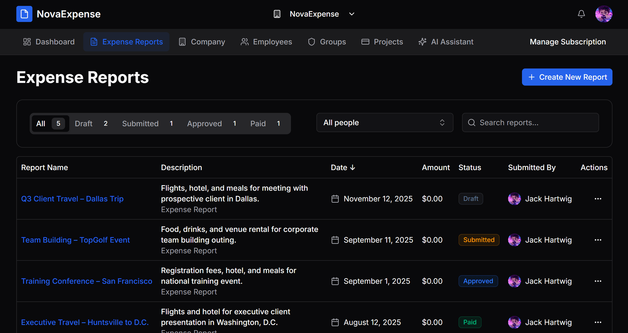 Nova Expense Dashboard